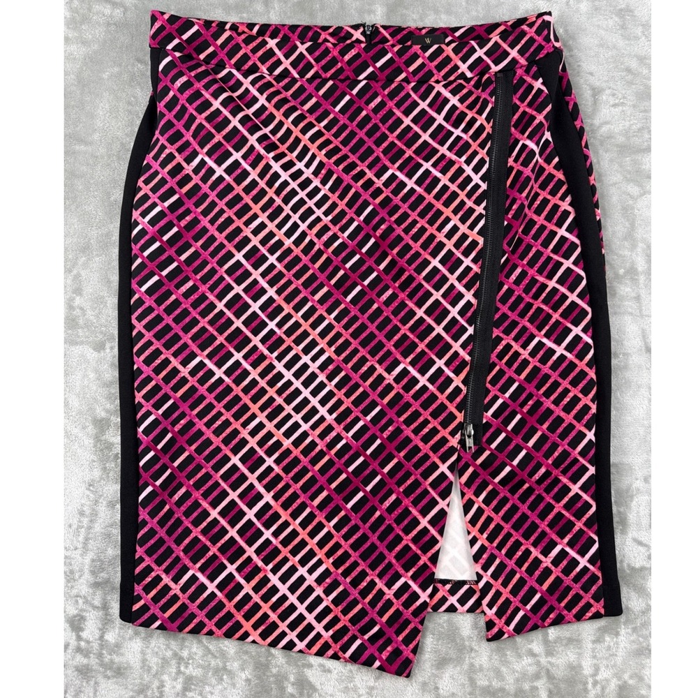 Worthington‎ Pink Black Geometric Grid Pencil Skirt Professional Office Size 14